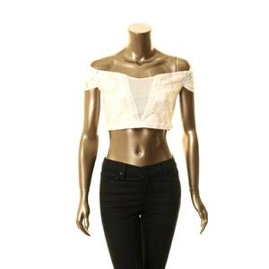 Lace Off-The-Shoulder Crop Top with Sheer Cut Out✨